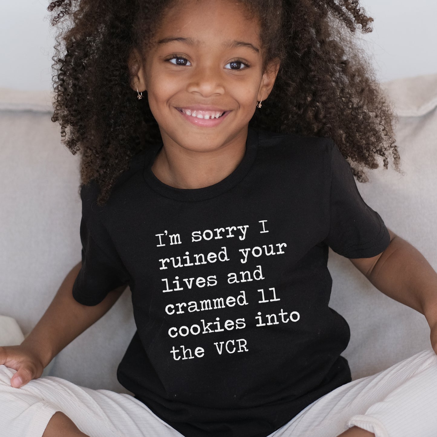 I'm Sorry I Ruined Your Lives And Crammed 11 Cookies Into The VCR - Short Sleeve Kids Shirt