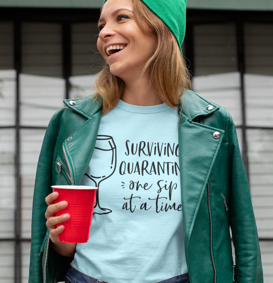 Surviving Quarantine One Sip At A Time Unisex T-Shirt