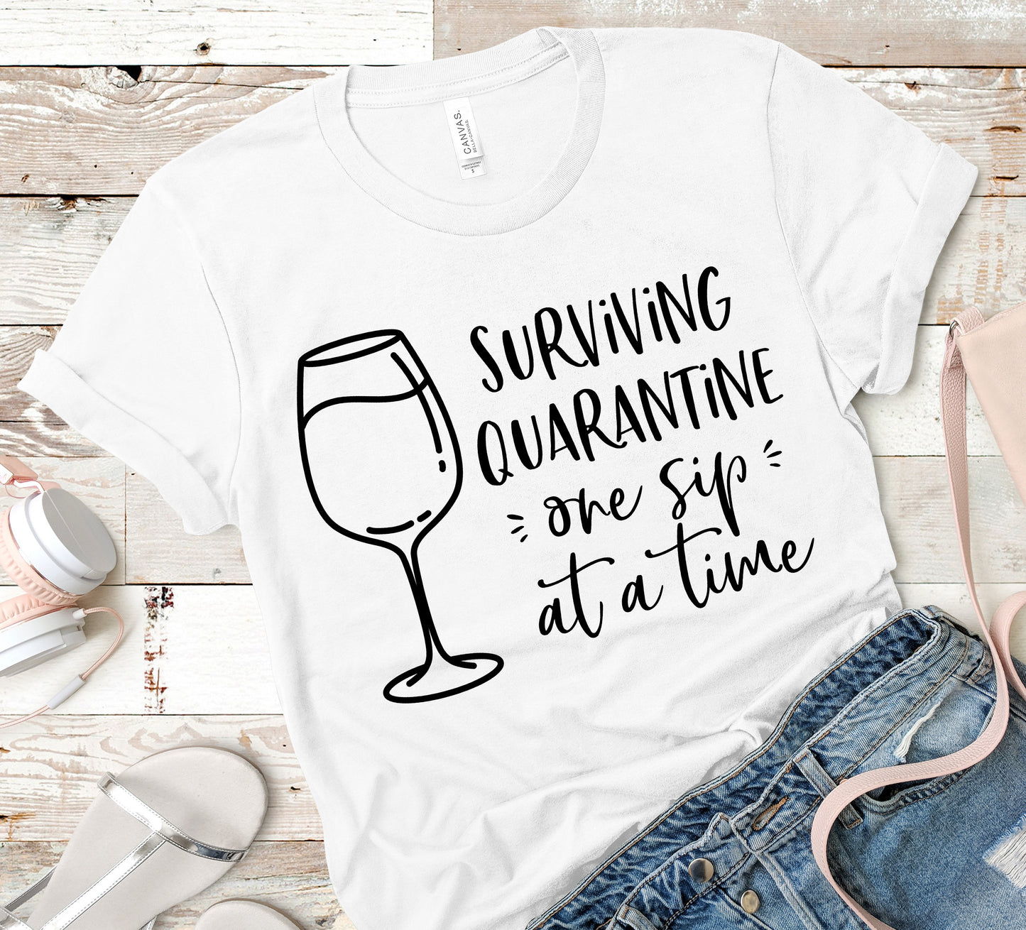 Surviving Quarantine One Sip At A Time Unisex T-Shirt