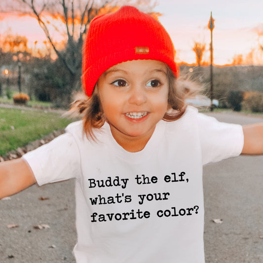 Buddy The Elf What's Your Favorite Color - Short Sleeve Kids Shirt