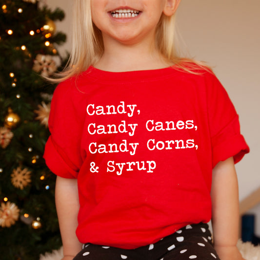 Candy, Candy Canes, Candy Corns & Syrup - Short Sleeve Kids Shirt