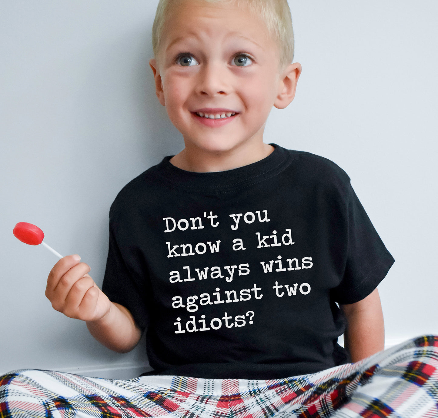 A Kid Always Wins Against Two Idiots Short Sleeve Kids Shirt