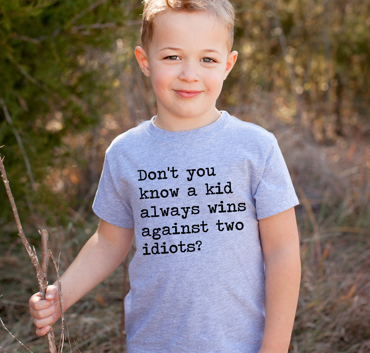 A Kid Always Wins Against Two Idiots Short Sleeve Kids Shirt