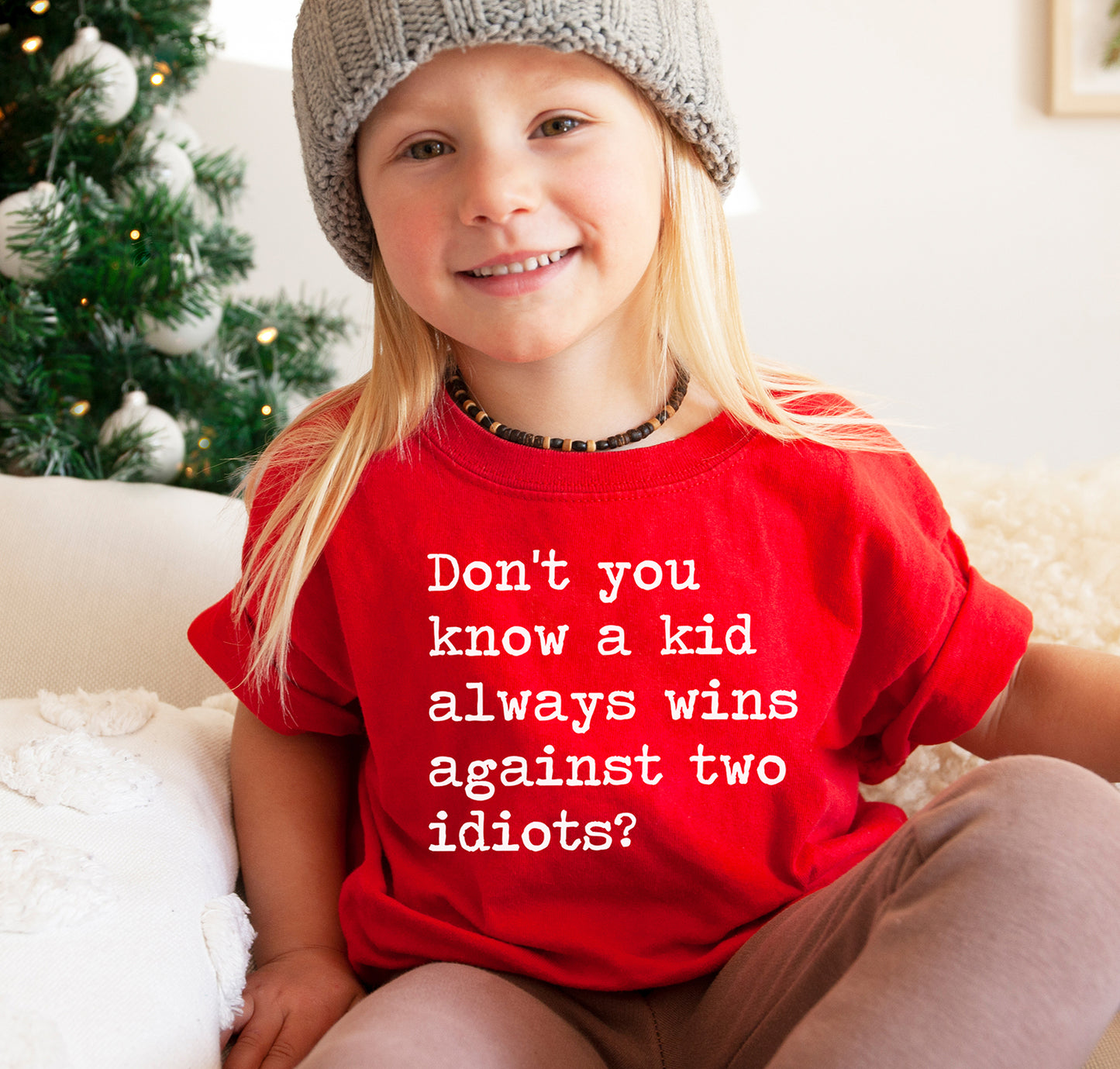 A Kid Always Wins Against Two Idiots Short Sleeve Kids Shirt