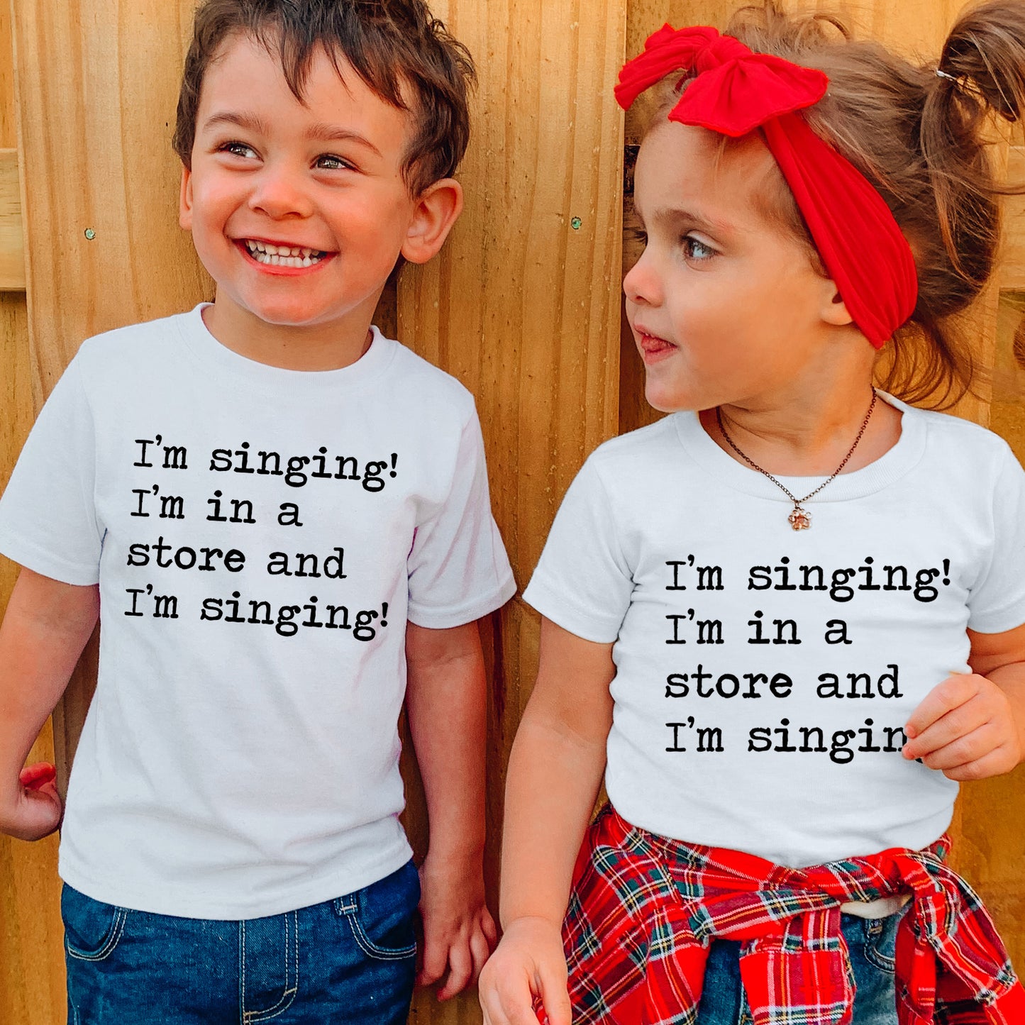 I'm Singing I'm In A Store And I'm Singing - Short Sleeve Kids Shirt