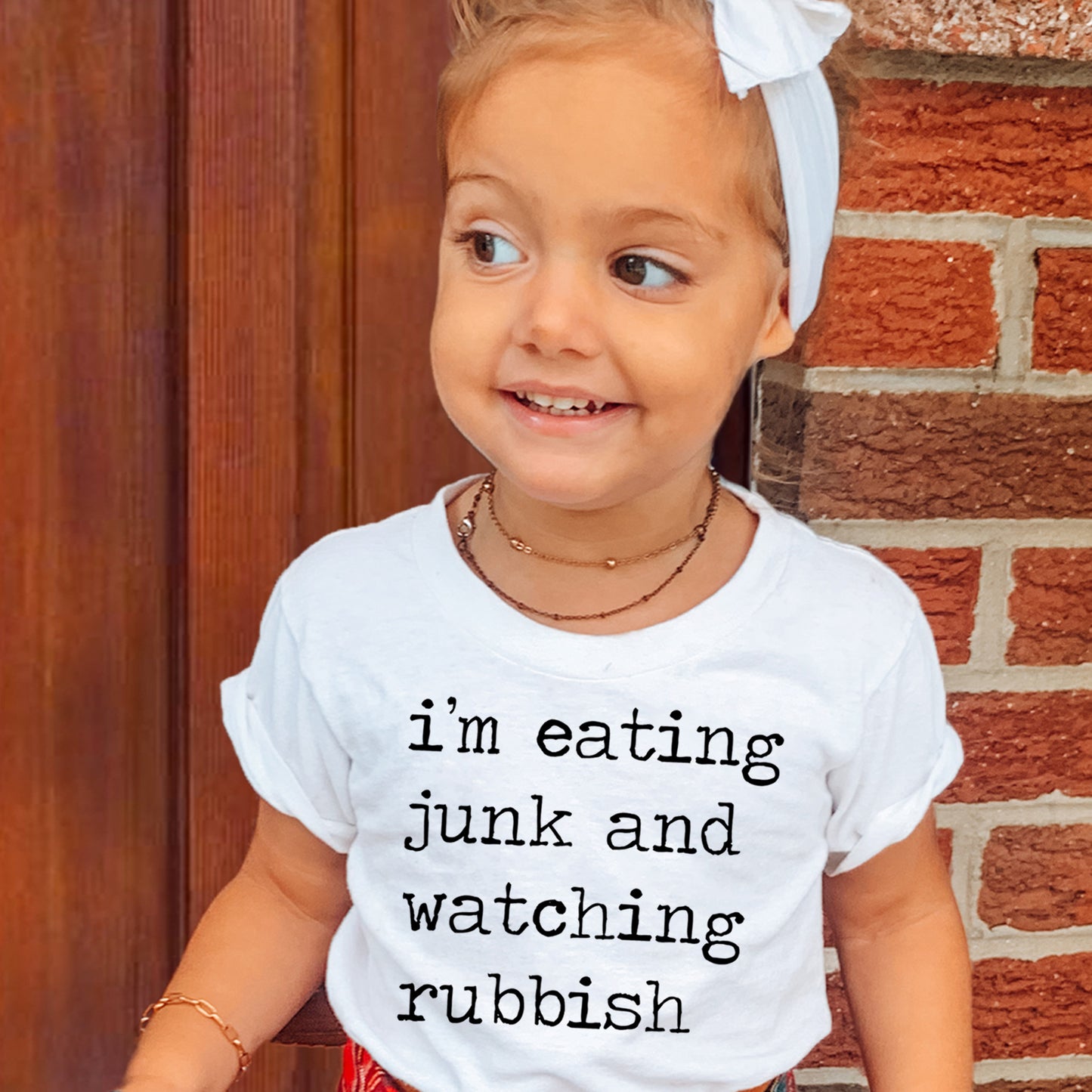 I'm Eating Junk and Watching Rubbish - Short Sleeve Kids Shirt