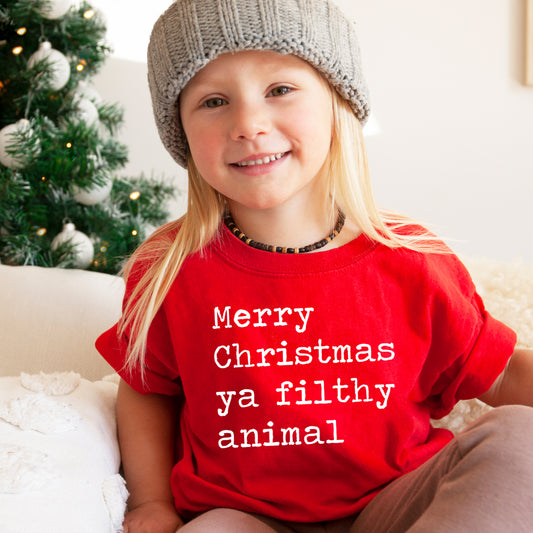 Merry Christmas Ya Filthy Animal - Short Sleeve Kids Shirt