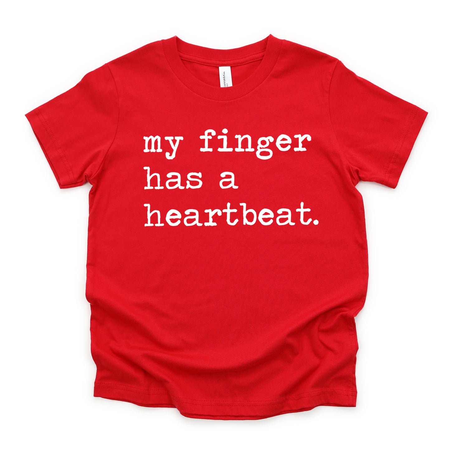 My Finger Has A Heartbeat - Short Sleeve Kids Shirt