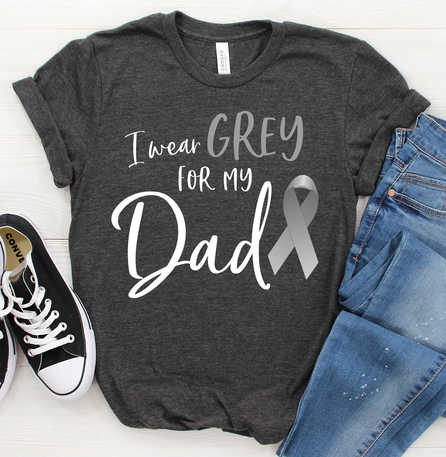 I Wear Grey For My Dad Brain Cancer Awareness Unisex T-Shirt