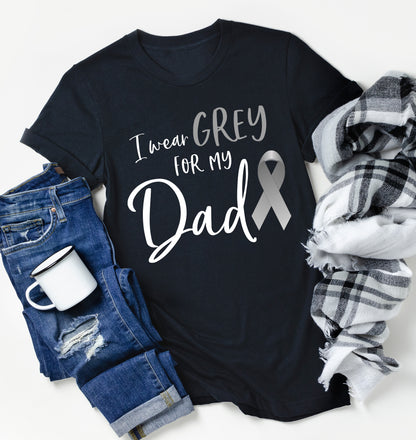 I Wear Grey For My Dad Brain Cancer Awareness Unisex T-Shirt