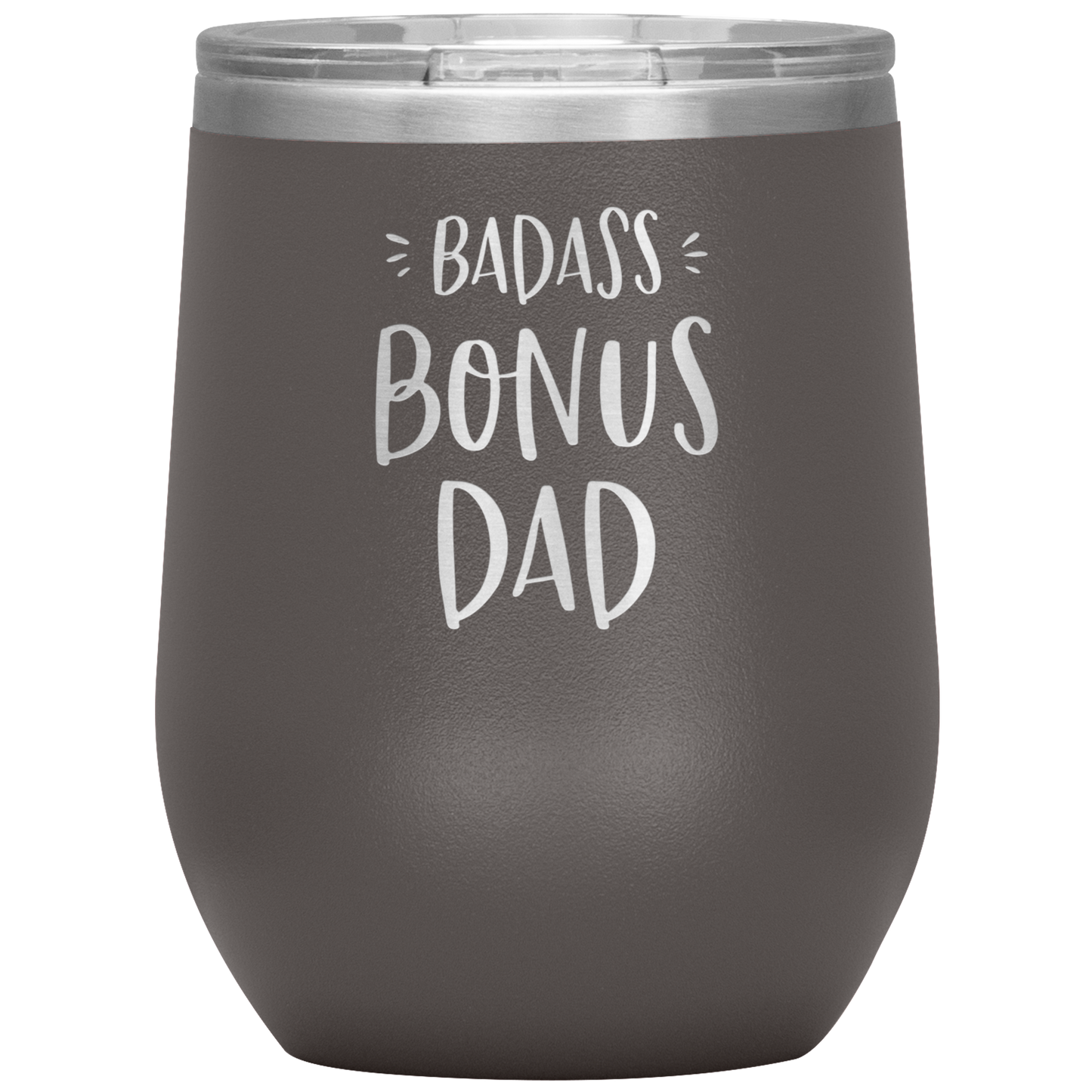 Badass Bonus Dad Laser Etched Stemless Wine Cup