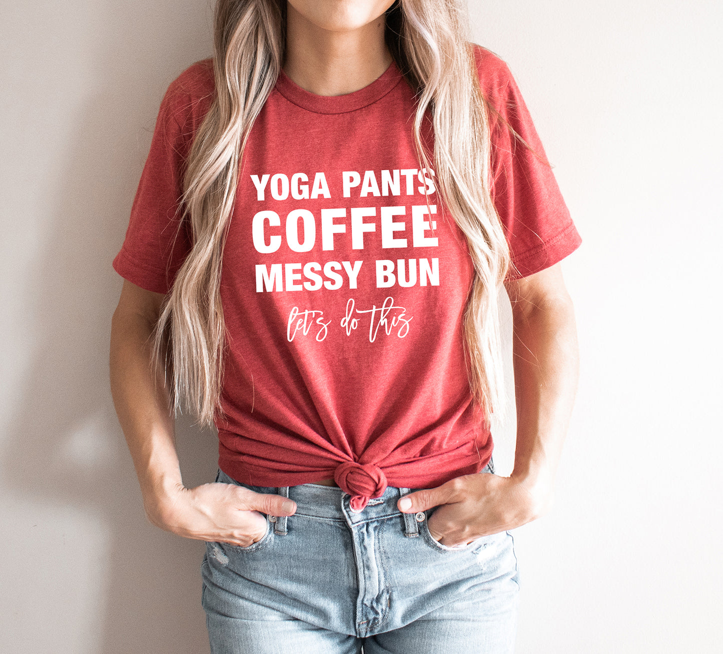 Yoga Pants Coffee Messy Bun T-Shirt